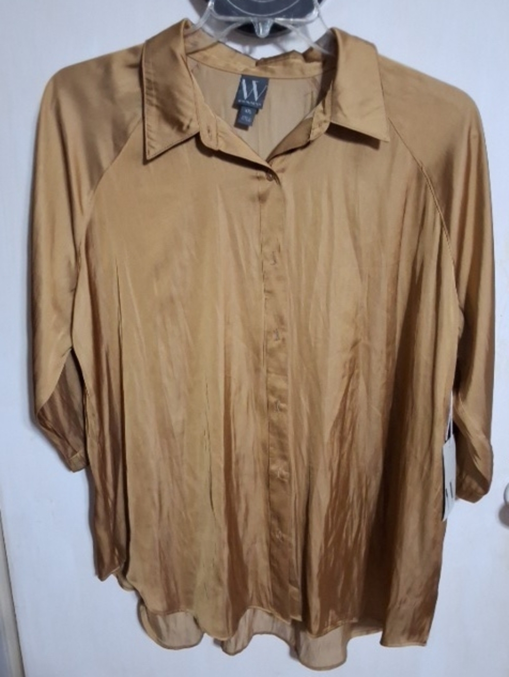 Worthington Golden Tan Button-Down Blouse XXL